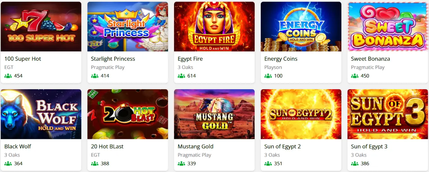 Slot7 Casino section slots